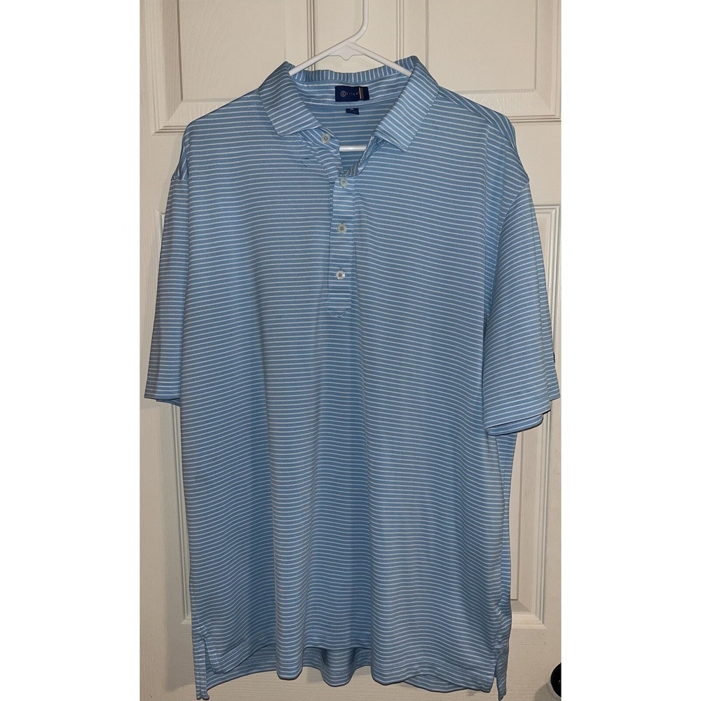 Stitch Polo Shirt Mens Large Blue Stripe Stretch Golf Preppy Adult Logo